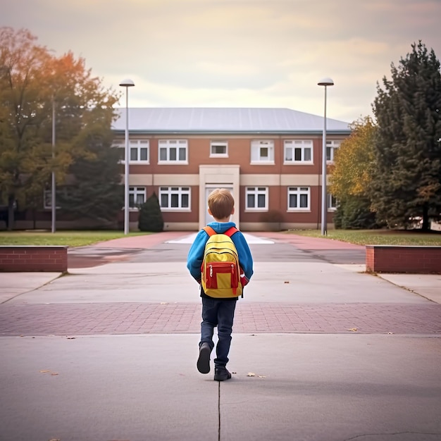 Bambino che va a scuola elementare