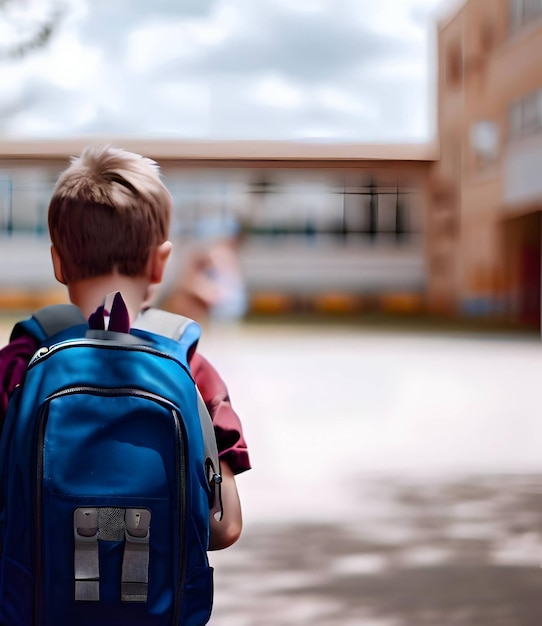 Bambino con zaino adatto per il ritorno a scuola