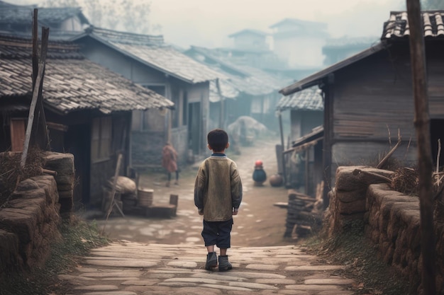 Bambino del villaggio cinese Genera Ai