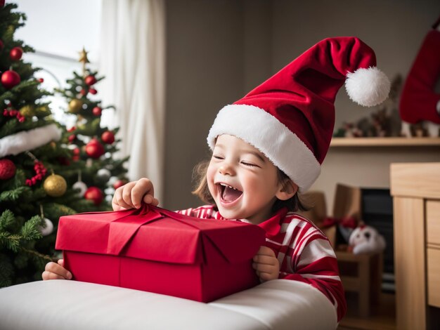 Bambino di Boxing Day espressione felice