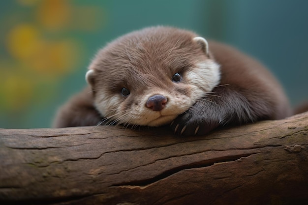 Bambino di lontra addormentato che giace Genera Ai