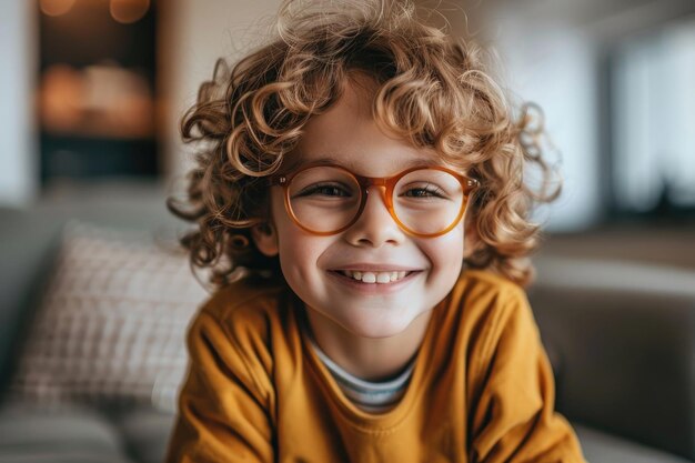 bambino felice ragazzo che indossa gli occhiali sorridente