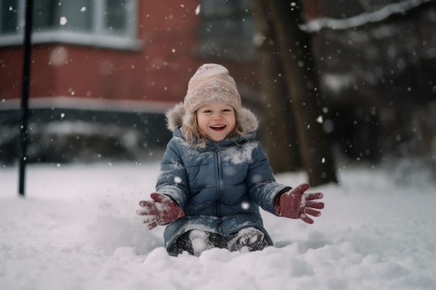 Bambino inverno felice Famiglia divertente Genera Ai