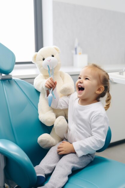 bambino nell'ufficio del dentista IA generativa