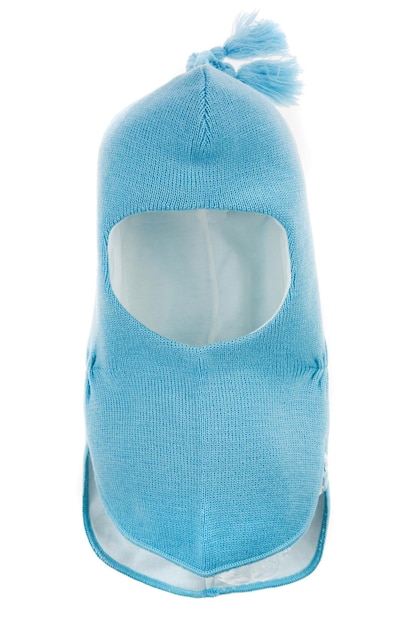 Bambino One Hole Ski Mask, casco invernale cappello isolato su uno sfondo bianco.