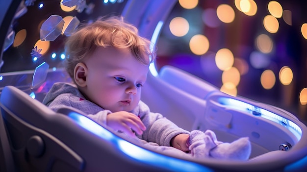 Bambino pacifico che dorme nella culla