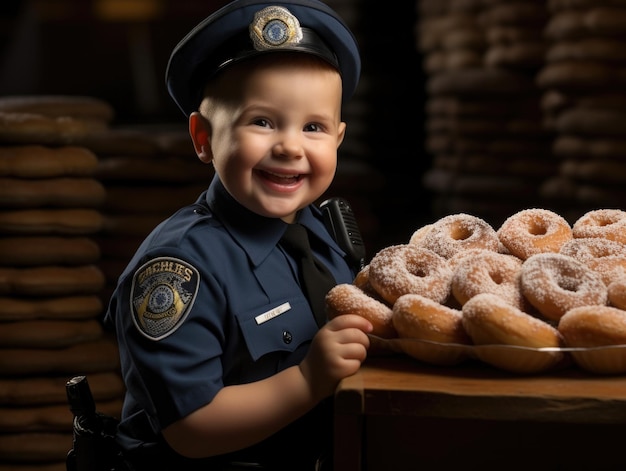bambino sorridente come poliziotto