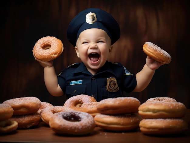 bambino sorridente come poliziotto