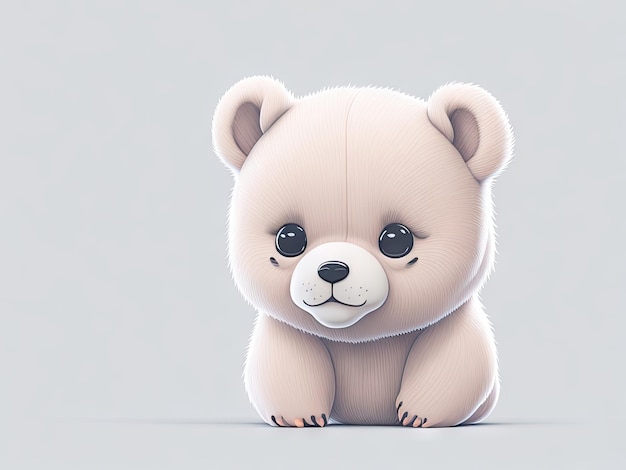 Bambino sveglio uno stile 3d dell'illustrazione dell'orso su sfondo bianco ai generativo