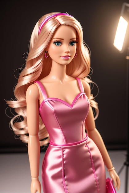 bambola barbie che indossa abiti di colore rosa o viola