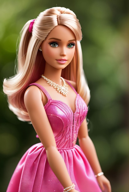 bambola barbie che indossa abiti di colore rosa o viola