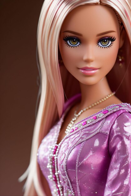 bambola barbie che indossa abiti di colore rosa o viola