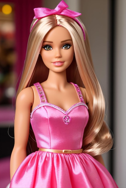 bambola barbie che indossa abiti di colore rosa o viola