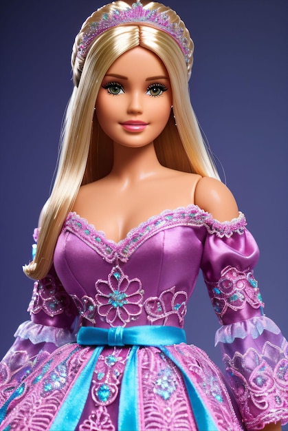 bambola barbie che indossa abiti di colore rosa o viola