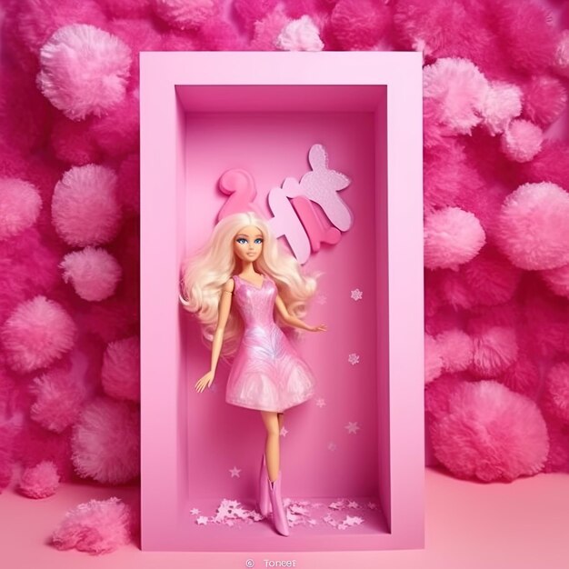 Bambola Barbie con colori rosa