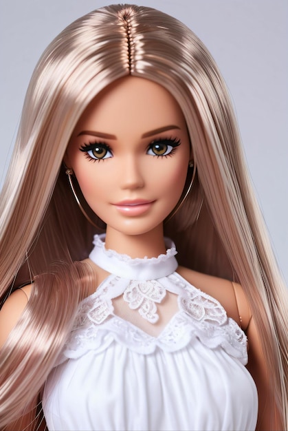 bambola barbie in abito bianco