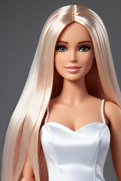 bambola barbie in abito bianco