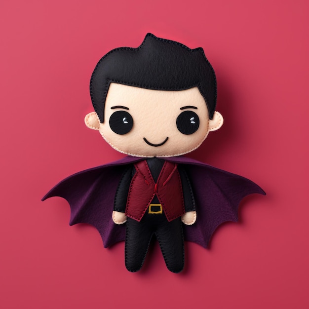 Bambola Batman in vinile 3D fatta a mano con mantello rosso scuro e viola