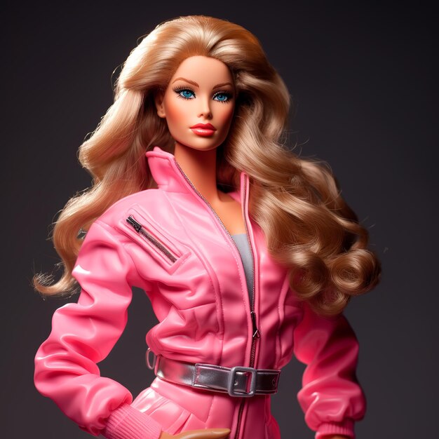 Bambola bionda del film Barbie 3D ultra realistica con abiti rosa