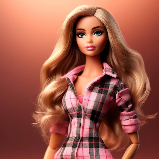 Bambola bionda del film Barbie 3D ultra realistica con abiti rosa