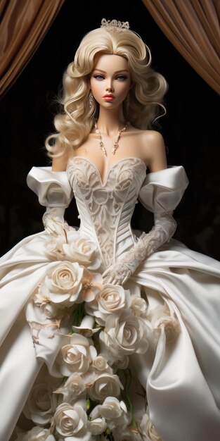 Bambola con un bellissimo abito da sposa magnifico Foto di alta qualità AI generativa
