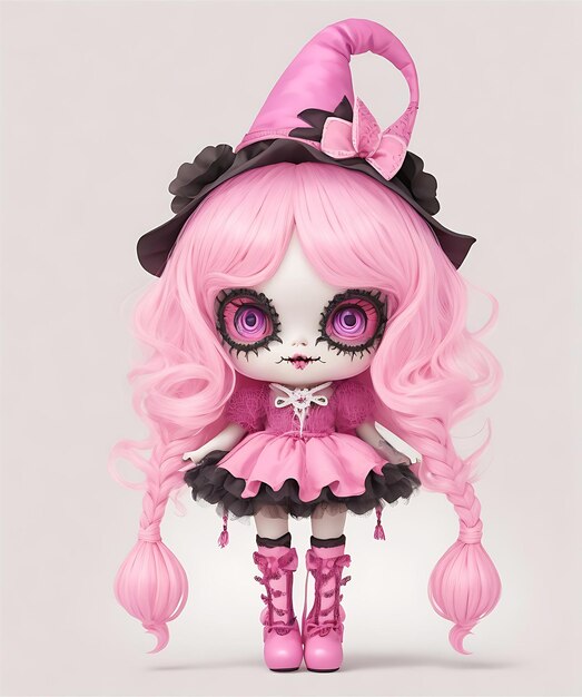 Bambola della strega rosa di Halloween