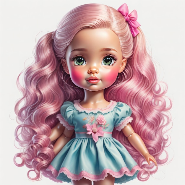 Bambola principessa carina dell'acquerello