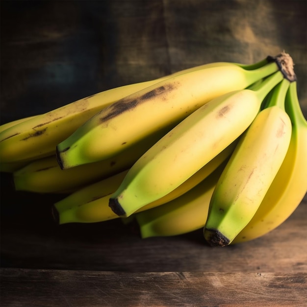 Banana frutta sul tavolo di legno Musa paradisiaca