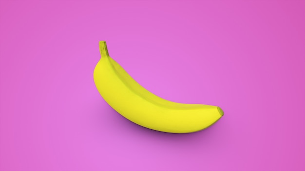 Banana gialla su una superficie rosa