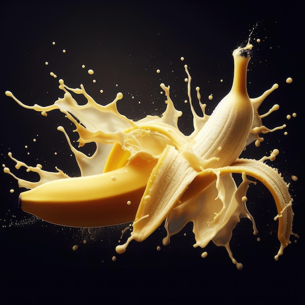 banana nel latte splash di banana
