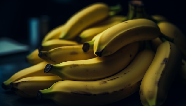 Banane biologiche fresche e mature uno spuntino sano e vivace della natura generato dall'intelligenza artificiale