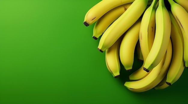 banane disposte su uno sfondo verde IA generativa