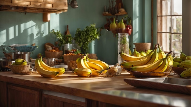 Banane mature in cucina.
