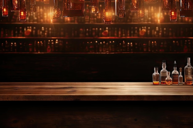 Bancone bar vuoto con spazio per il bicchiere