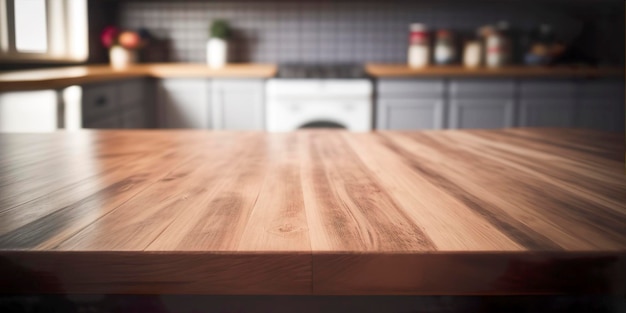 Bancone da cucina tavolo in legno vuoto