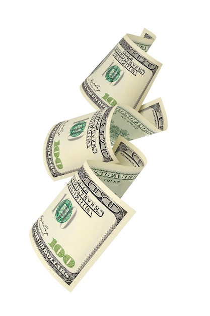 banconota da cento dollari isolata su rendering bianco 3D