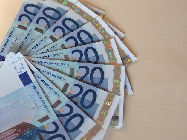 Banconote in euro (EUR), Unione Europea (UE) con copia spazio