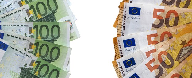 Banconote in euro, Unione europea isolato su bianco