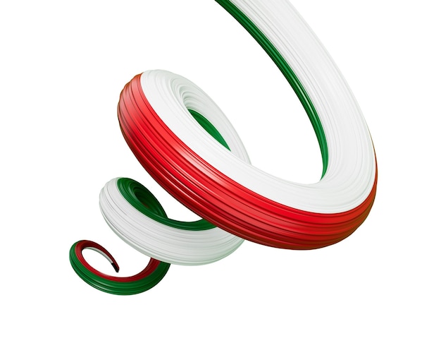 Bandiera 3d del Kuwait Nastro lucido a spirale 3d del Kuwait isolato su sfondo bianco illustrazione 3D