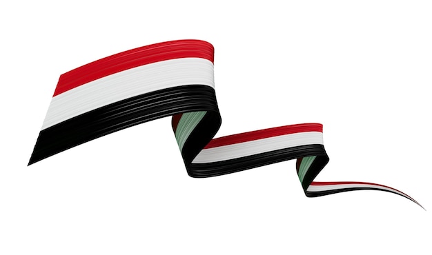 Bandiera 3d della Siria Paese Bandiera a nastro ondulato 3d della Siria su sfondo bianco illustrazione 3d