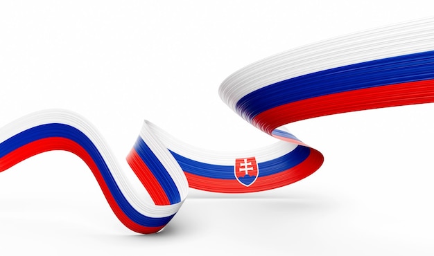 Bandiera 3d Della Slovacchia Nastro Ondulato Lucido Della Slovacchia 3d Isolato Su Sfondo Bianco Illustrazione 3d