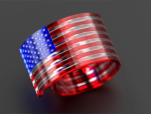 Bandiera a spirale degli Stati Uniti d'America 4 luglio festa dell'indipendenza in 3d