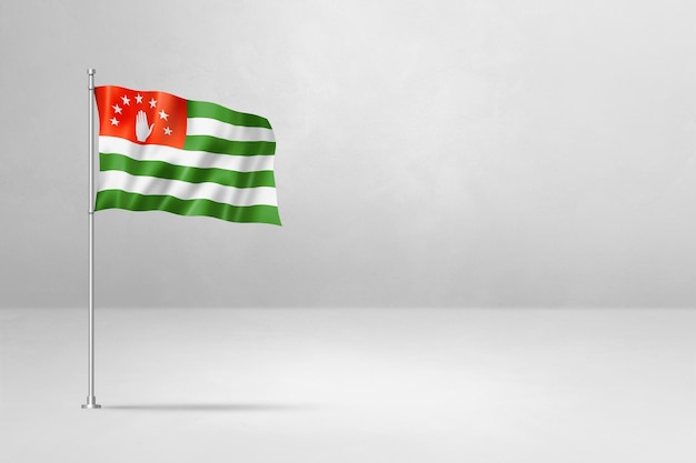 Bandiera abkhaziana isolata su muro di cemento bianco