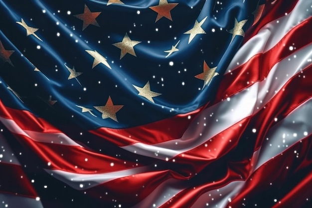 Bandiera americana con stelle sul fondo