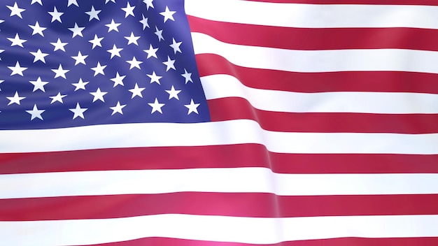 Bandiera americana degli Stati Uniti che soffia Animazione della bandiera degli Stati Uniti che fluttua nel rendering 3D del vento