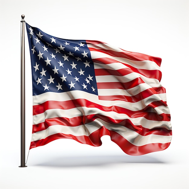 Bandiera americana isolata sullo sfondo bianco