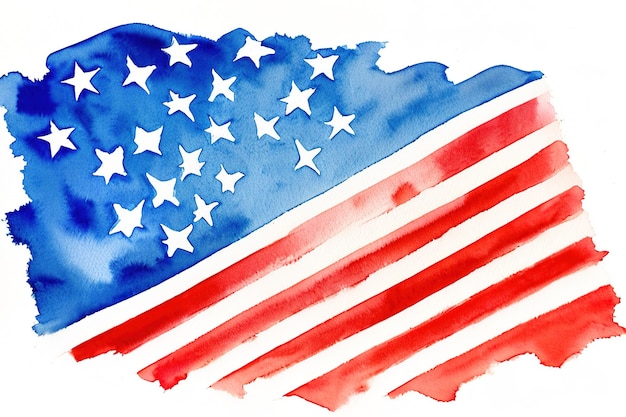 Bandiera americana sotto forma di banner acquerello illustrazione IA generativa