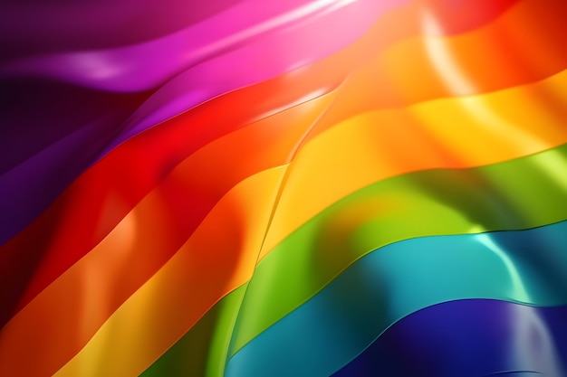 Bandiera arcobaleno che soffia nel vento Illustrazione 3D della bandiera volante LGBT a pagina intera