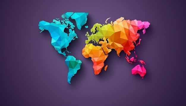 Bandiera arcobaleno sulla mappa del mondo AI generativa