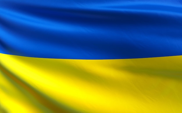 Bandiera blu e gialla Bandiera ucraina di un paese europeo indipendente Illustrazione 3D